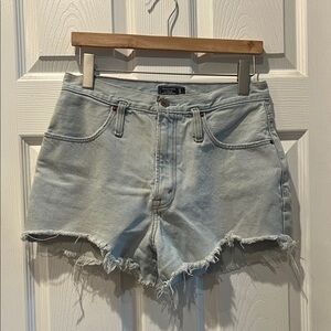 Abercrombie & Fitch Light Wash Raw Hem Jean Shorts